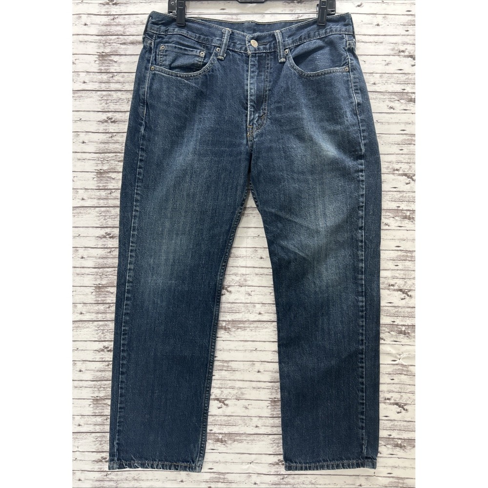 Levi's 514 Jeans Mens 34x30(28) Blue Dark Wash Straight Leg Cotton Classic Zip